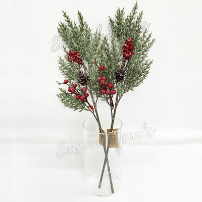 Snowing Pine & Berry Branches  – Pack of 1