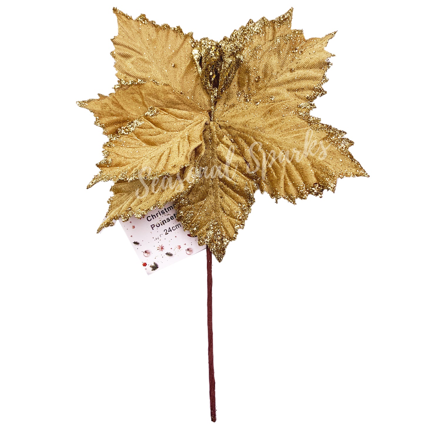 Glitter Gold Poinsettia Pick – Pack of 1