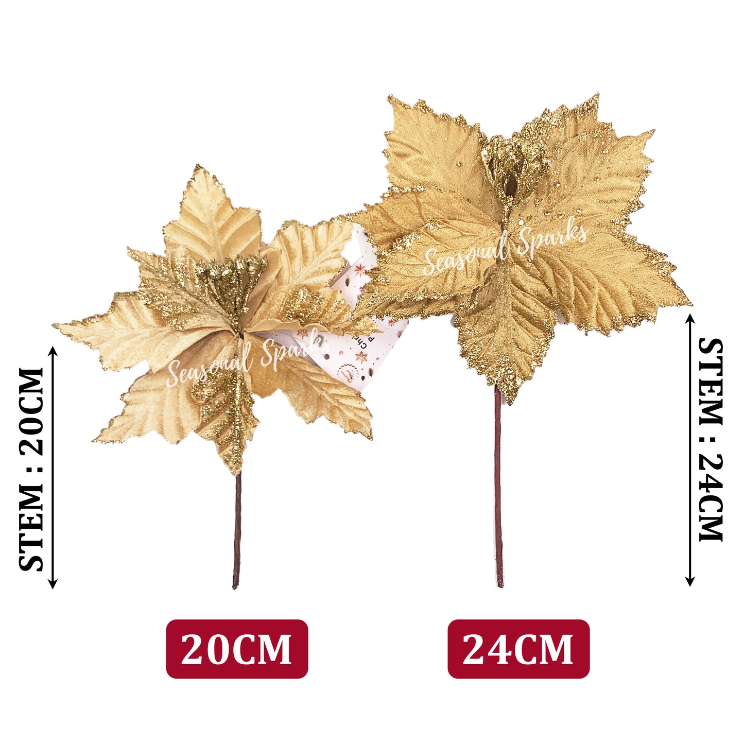 Glitter Gold Poinsettia Pick – Pack of 1