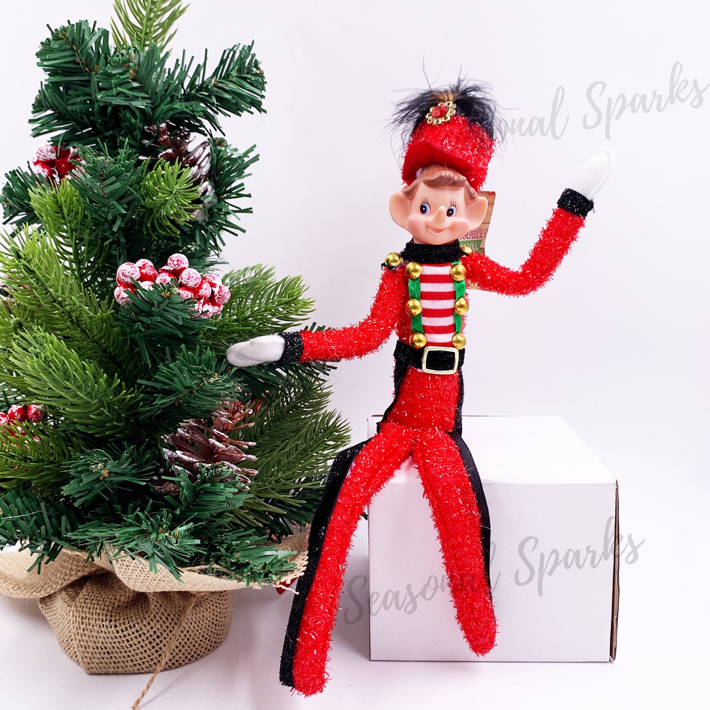 Bendable Red Elf Metallic Tinsel - Nut Cracker