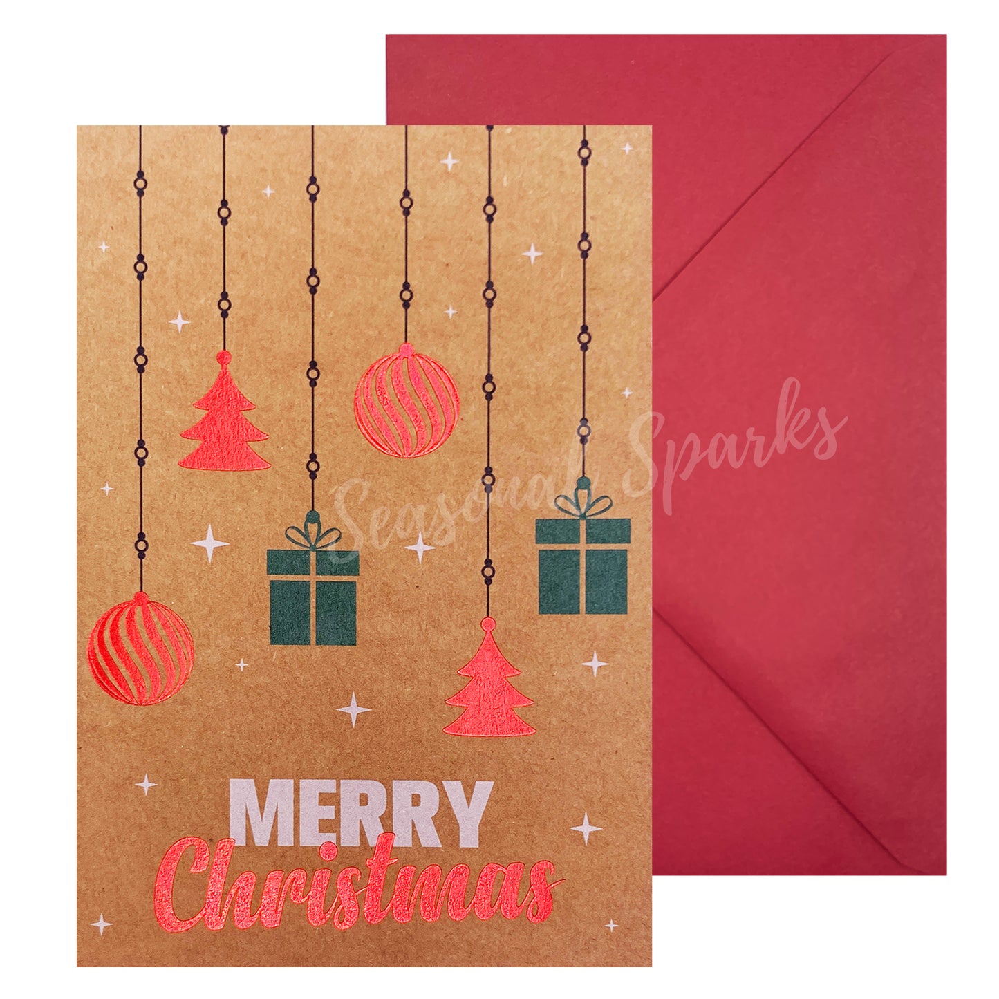 Kraft Brown Christmas Cards & Envelopes – Pack of 16