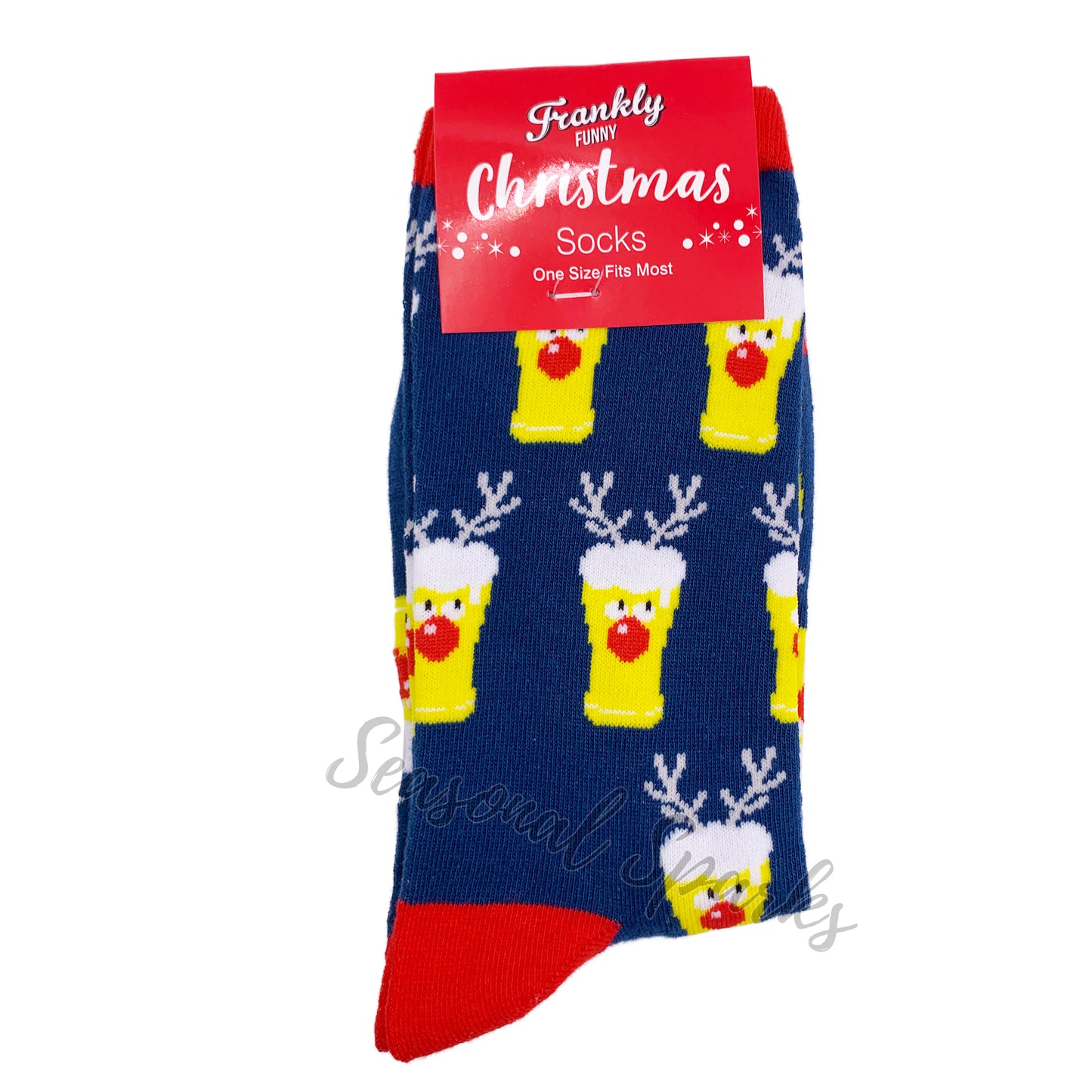 Reindeer Beer Christmas Socks - 1 Pair