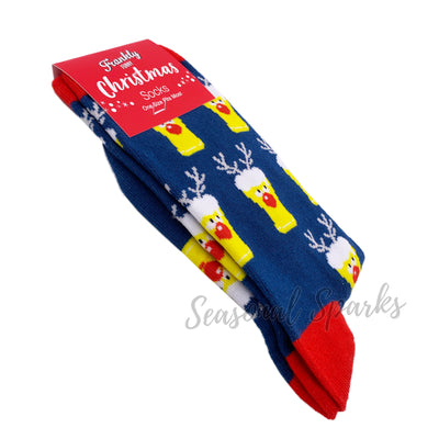 Reindeer Beer Christmas Socks - 1 Pair