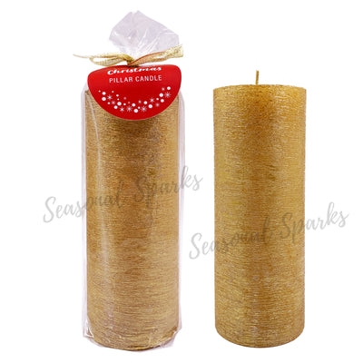 18cm Gold Metallic Pillar Candle