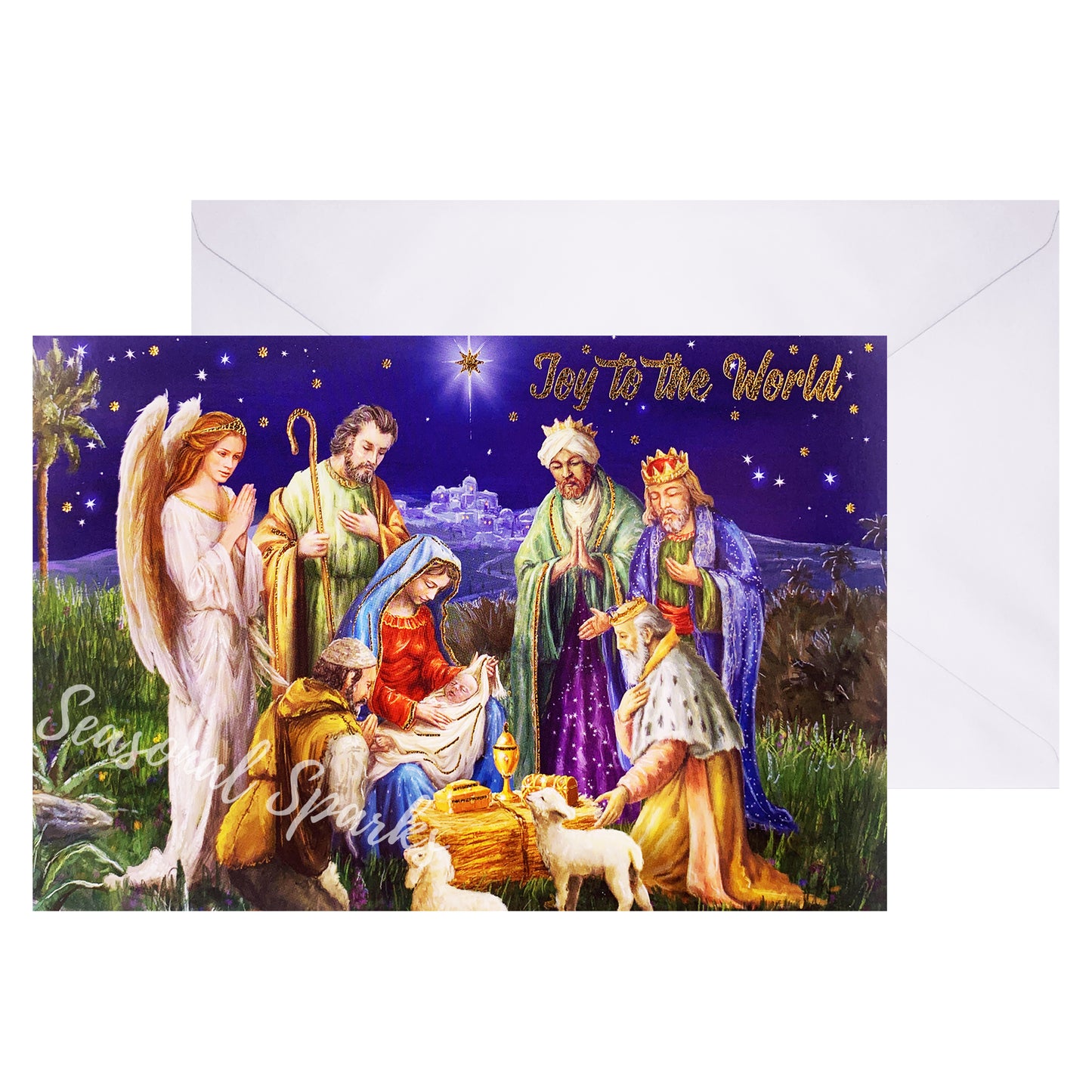 Gold Foil Religious Christmas Cards & Envelopes – Pack of 20