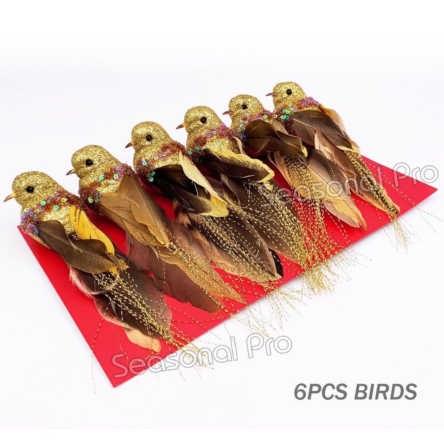 Gold Glitter Bird Decoration – Pack of 6