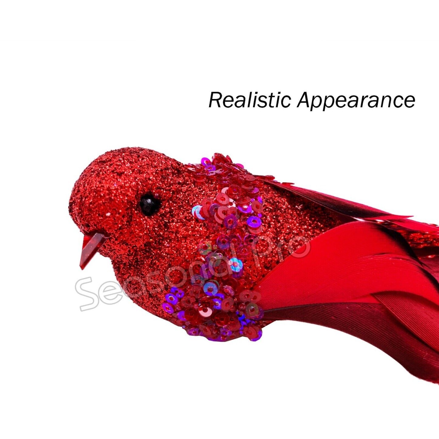 Red Glitter Bird Decoration – Pack of 6