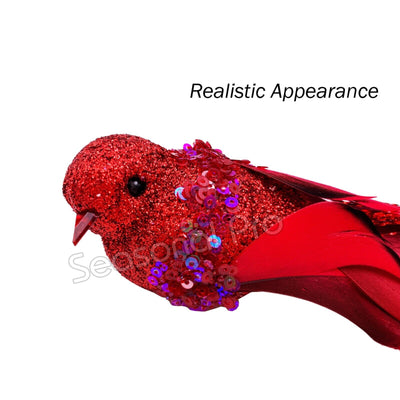 Red Glitter Bird Decoration – Pack of 6