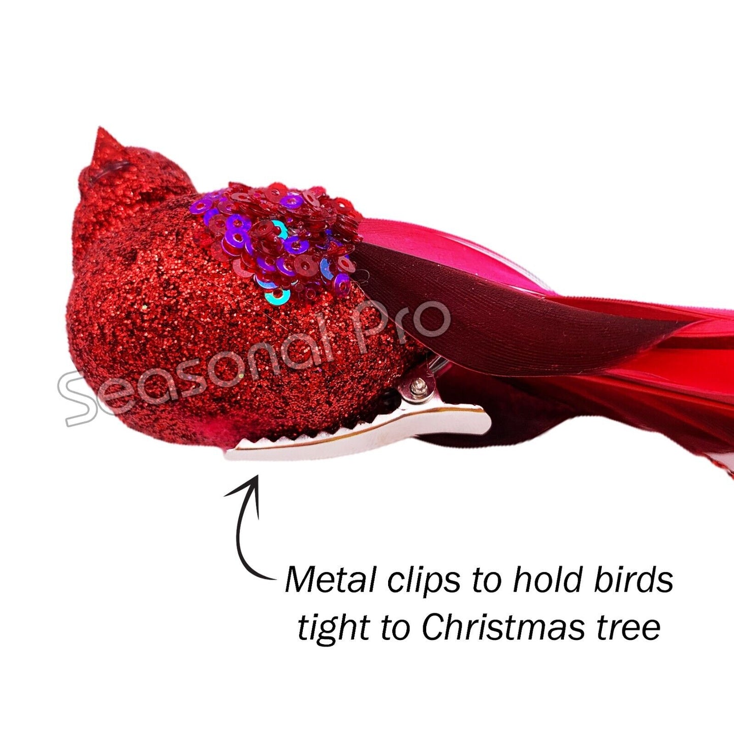 Red Glitter Bird Decoration – Pack of 6