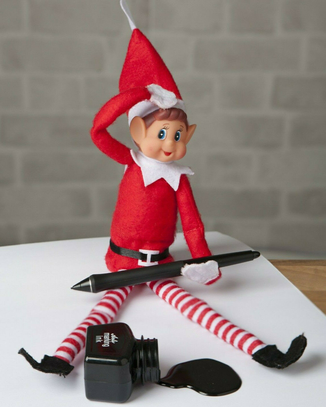 Naughty Plush Red Elf Boy Behavin' Badly