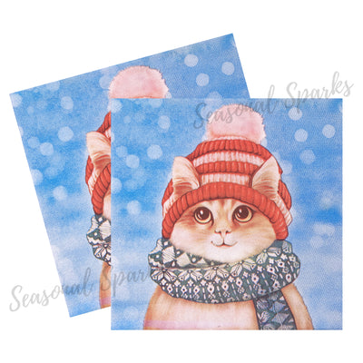 Christmas Kitten Paper Napkins - Pack of 20