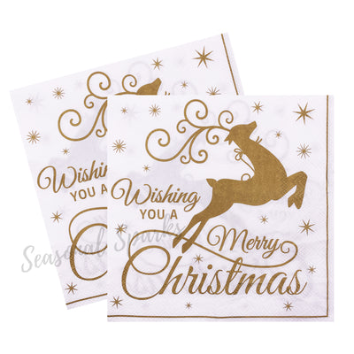 Gold Reindeer Paper Napkins – Pack of 20