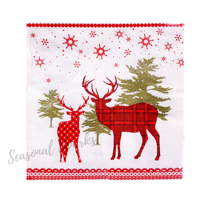 Red Reindeer Paper Napkins – Pack of 20