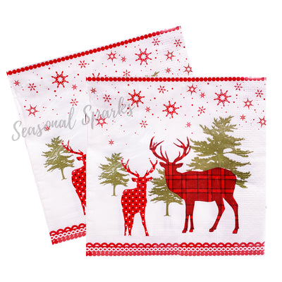 Red Reindeer Paper Napkins – Pack of 20