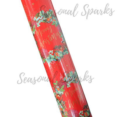 Wreath Gift Wrapping Roll in Red 5M x 70CM