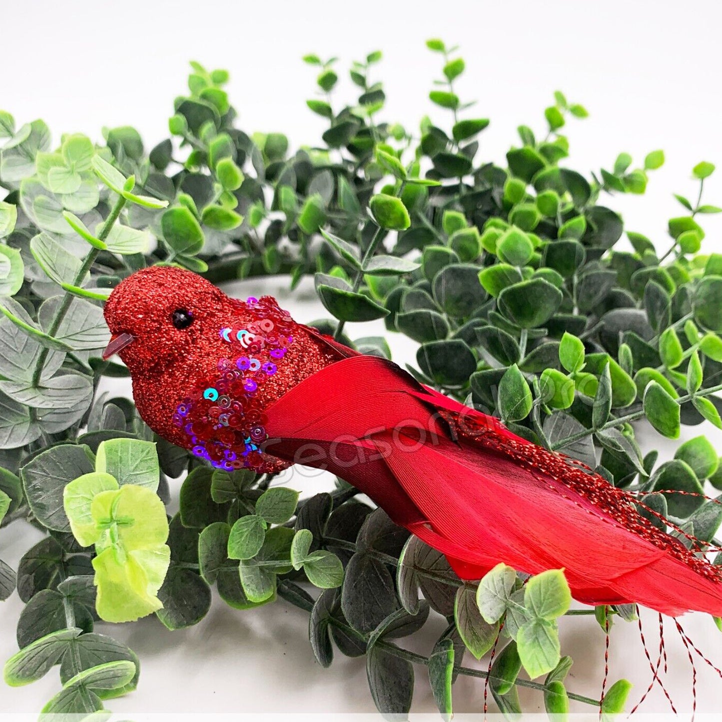 Red Glitter Bird Decoration – Pack of 6