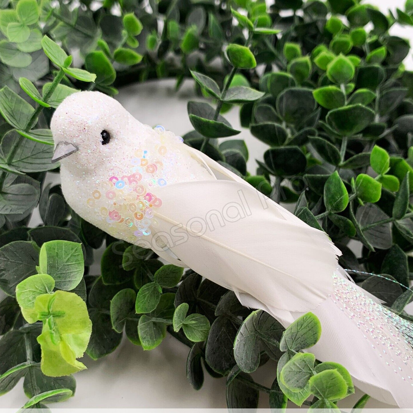 White Glitter Bird Decoration – Pack of 6